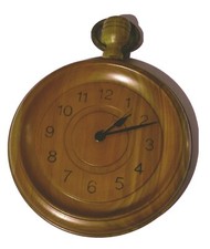 Orologio da parete rotondo noce chiaro lavorato a mano da artista del legno    