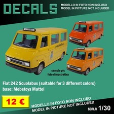 DECALS repro Fiat 242 Scuolabus school bus 1/30 1 30 24 Mebetoys Mattel HW