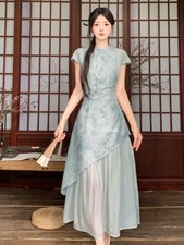 Abito Qipao Sereno Azzurro