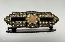 Spilla Art Deco Pierre Bex metallo argento strass diamante rivestita acrilica