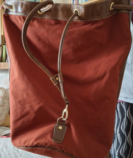 SPLENDIDA SACCA CUOIO COTONE PESANTE H 60 CM. DIAMETRO 50 ZAINO TRACOLLA OTTIMA