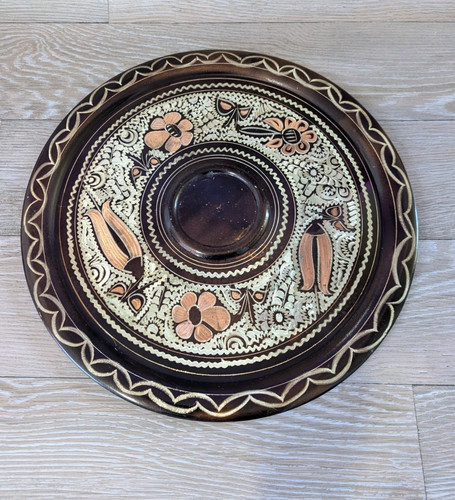 Vintage hand etched copper - hand,