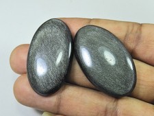 Pietra ovale ossidiana argento