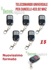 5X TELECOMANDO RADIOCOMANDO UNIVERSALE 4 CANALI CANCELLO GARAGE A 433.92 NUOVI