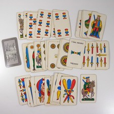 VECCHIO MAZZO DI CARTE DA GIOCO D'EPOCA ROMAGNOLE DAL NEGRO VINTAGE - W238