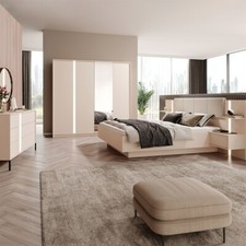 MODAL CASA Camera da letto completa matrimoniale moderna armadio comò beige Maty