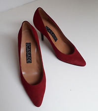 CASADEI decollete vintage rosse n 38/37,5 camoscio tacco scarpe pelle decolte
