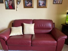 DIVANO  IN VERA PELLE  ROSSO