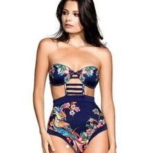 Bikini costume monokini blu fantasia