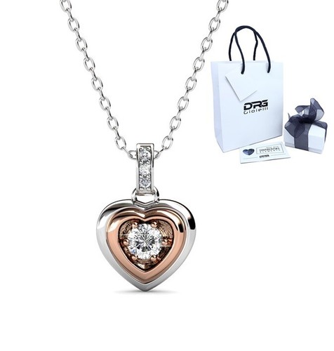 Collana donna cuore oro bianco - collana,