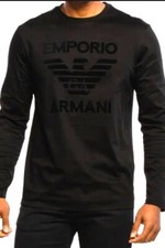 T-shirt uomo Emporio Armani nera cotone stampa velluto, taglia M*L*XL*XXL