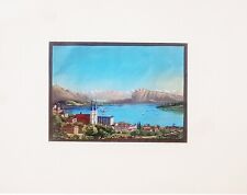 Gouache antica 1790 circa veduta Zurigo Svizzera grossmunster alpi lago