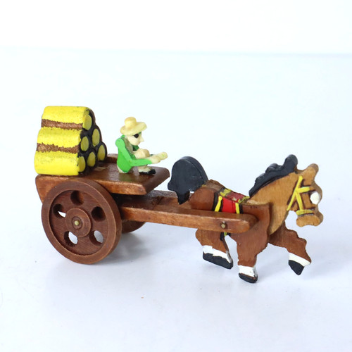 Antica miniatura carro cavalli