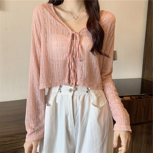 Donna pizzo cardigan - corto, top