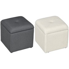 HOMCOM Pouf Poggiapiedi Contenitore Imbottito 39x39x39cm in Tessuto Teddy