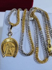 Collana unicorno cavallo oro vero due toni PURE 22K 916 21”/21,5” lunga 14g 3mm