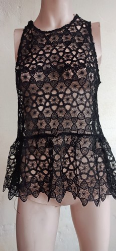 Canotta donna nera top pizzo