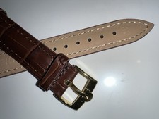 replacement 18mm Omega genuine leather strap for omega Watch With Gold Buckle