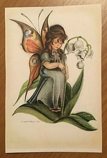 Cartolina tedesca  Illustratore Hilla Peyk  "Bambina farfalla"