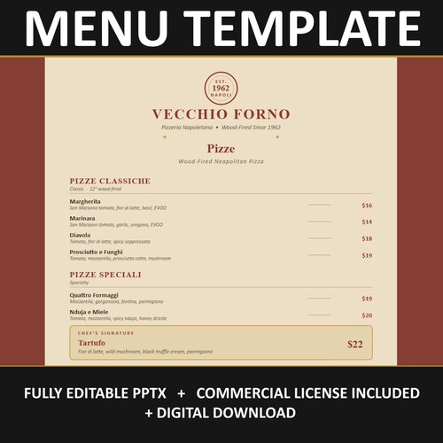 Modello menù pizzeria - modello,