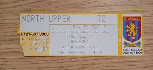Biglietto coppa uefa 1997 - biglietto,