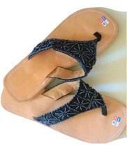 Infradito Basso Perline Controcorrente Sandalo Scarpe Donna Nero