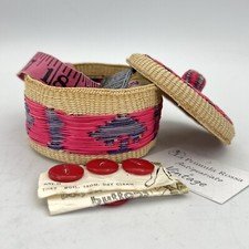 Scatolina porta cucito accessori misti da sarta vintage bottoni metro anni '60 