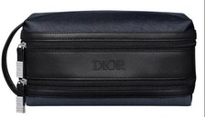 Christian Dior Borsa da Toeletta Nera Navy Dropp Kit Pouch Viaggio, Doppia Zip - Nuova con scatola