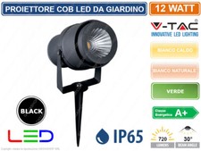 V-TAC VT-857 FARETTO LED COB DA GIARDINO 12W CON PICCHETTO COLORE NERO IP65