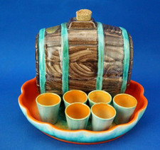 Rometti Umbertide Servizio liquore ceramica Botte vassoio bicchieri Art Deco XX