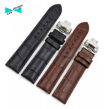 Cinturino orologio coccodrillo in pelle chiusura fibbia deployante farfalla nero