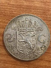 NETHERLANDS 2.5 GULDEN 1966