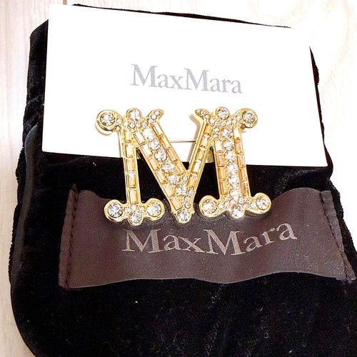 Spilla logo cristallo maxmara - spilla,