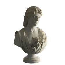 Busto Antico Femminile e Colonna Liberty Italia Fine '800 Marmo Bianco Arredo