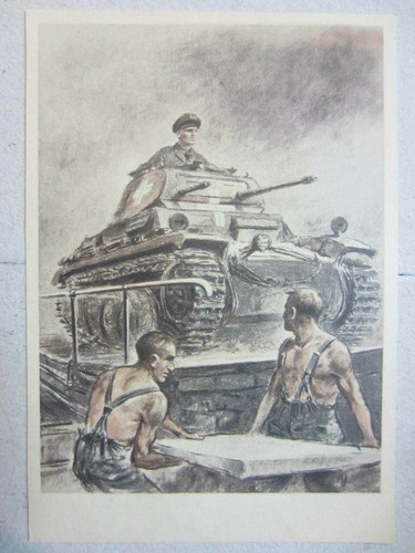 Ww2 german panzer postcard - ww2,