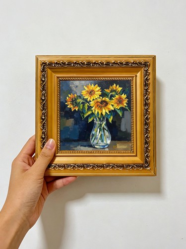Vaso vetro girasoli - blu, scuro