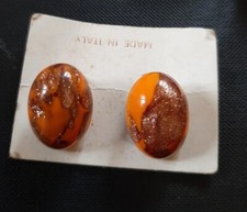 Orecchini Ercole Moretti Vintage Arancio con Avventurina  Murano  1950/70