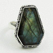 Labradorite Anello 925 Argento