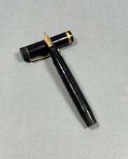 Penna stilografica vintage Parker Lady Duofold Lucky Curve nera pennino oro 14k