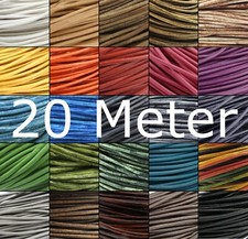 20 Metro Cavo Cuoio Ø 1/1,5 / 2/3/4/5 / 6 MM Cintura Pelle - Scelta Colore