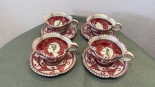 4 TAZZE CON PIATTINO  VINTAGE IN MAIOLICA CERAMICA SCO ORVIETO