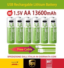 2-6 PZ. BATTERIE RICARICABILI AA LITIO 1,5V 13600 mAh–ALTA CAPACITÀ,LUNGA DURATA
