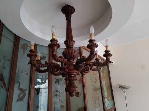 Lampadario legno antico - legno,