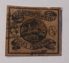 GERMANIA ,GERMANY , BRUNSWICK Braunschweig 1853 " Stemma" 1/4 3sgr USED