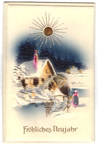 Cartolina rilievo mulino ad - cartolina, in