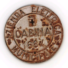 Antica Targa Azienda Elettrica MUNICIPALE Regno D'Italia Milano CABINA N. 1684 