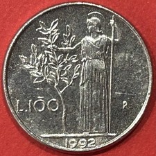 Moneta 100 Lire 1992 Minerva
