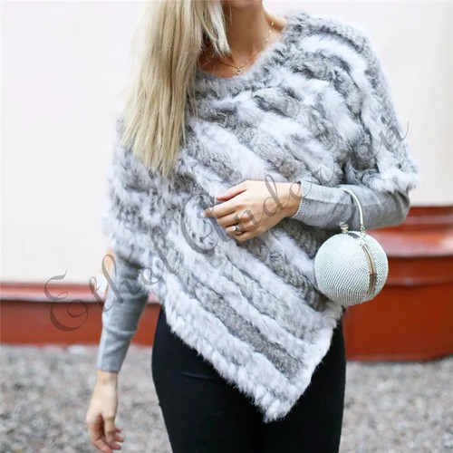 Poncho vera pelliccia di - poncho,
