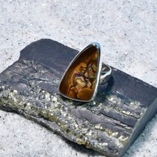Anello opale boulder, argento