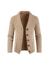 giacca cardigan uomo elegante sportivo moda slim fit beige morbido GU025